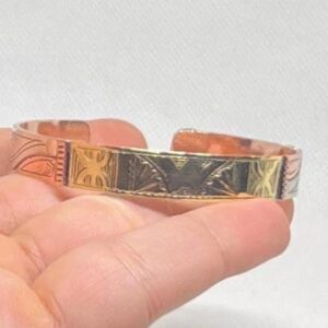 Amazigh Berber Tuareg Brass Bangle Bracelet with Symbolic Design