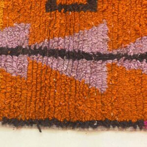Berber Azilal Ochre Rust Diamond Wool Rug with Tribal Art Design