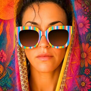 Amazigh IZURAG N TUDERT Rainbow Striped Hand Painted Sunglasses Frames