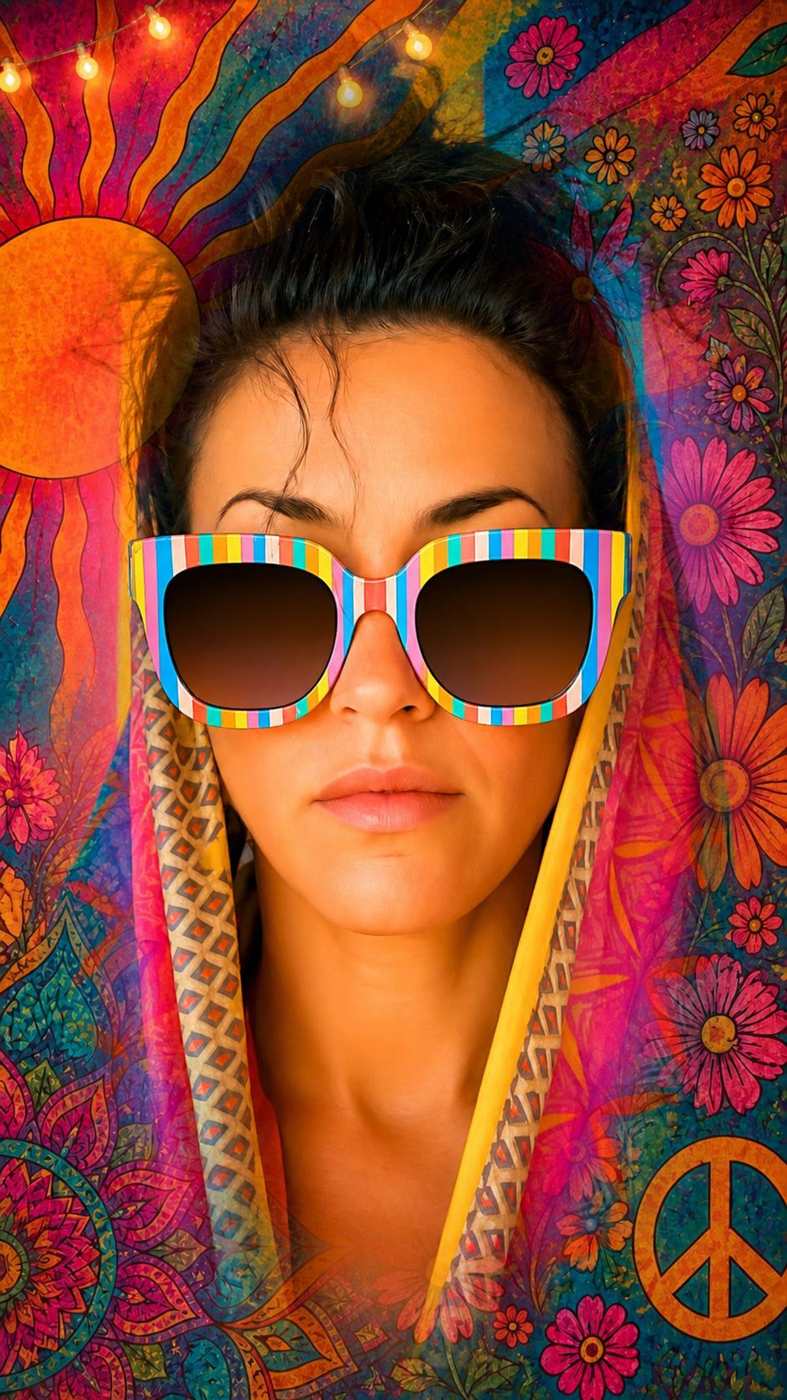 Amazigh IZURAG N TUDERT Rainbow Striped Hand Painted Sunglasses Frames