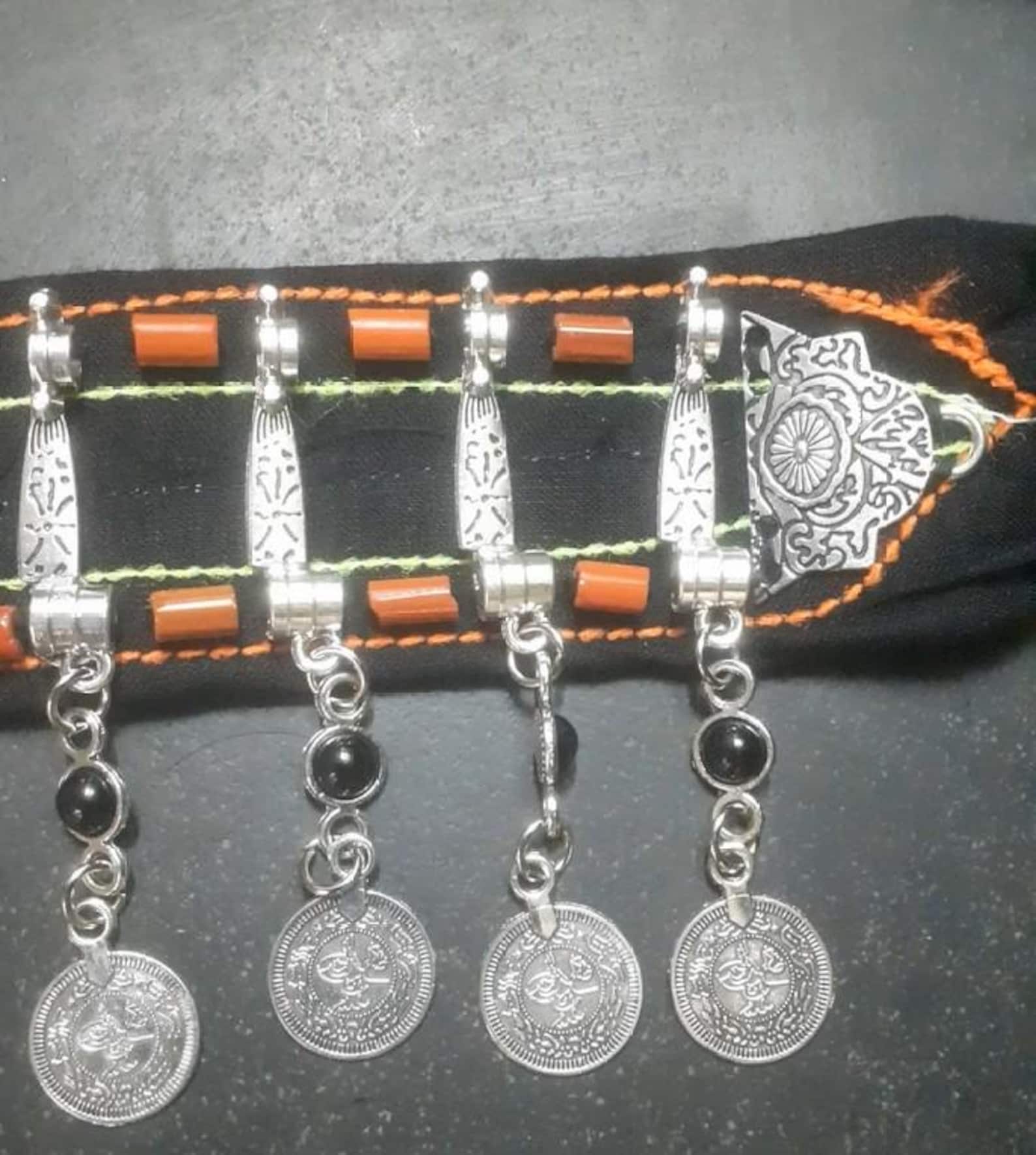 Amazigh Berber Beaded Belt with Silver Plated Artisan Design