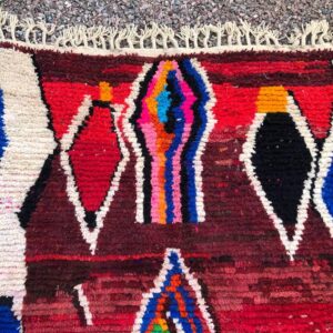 Amazigh Boujaad Wool Rug with Colorful Geometric Berber Patterns