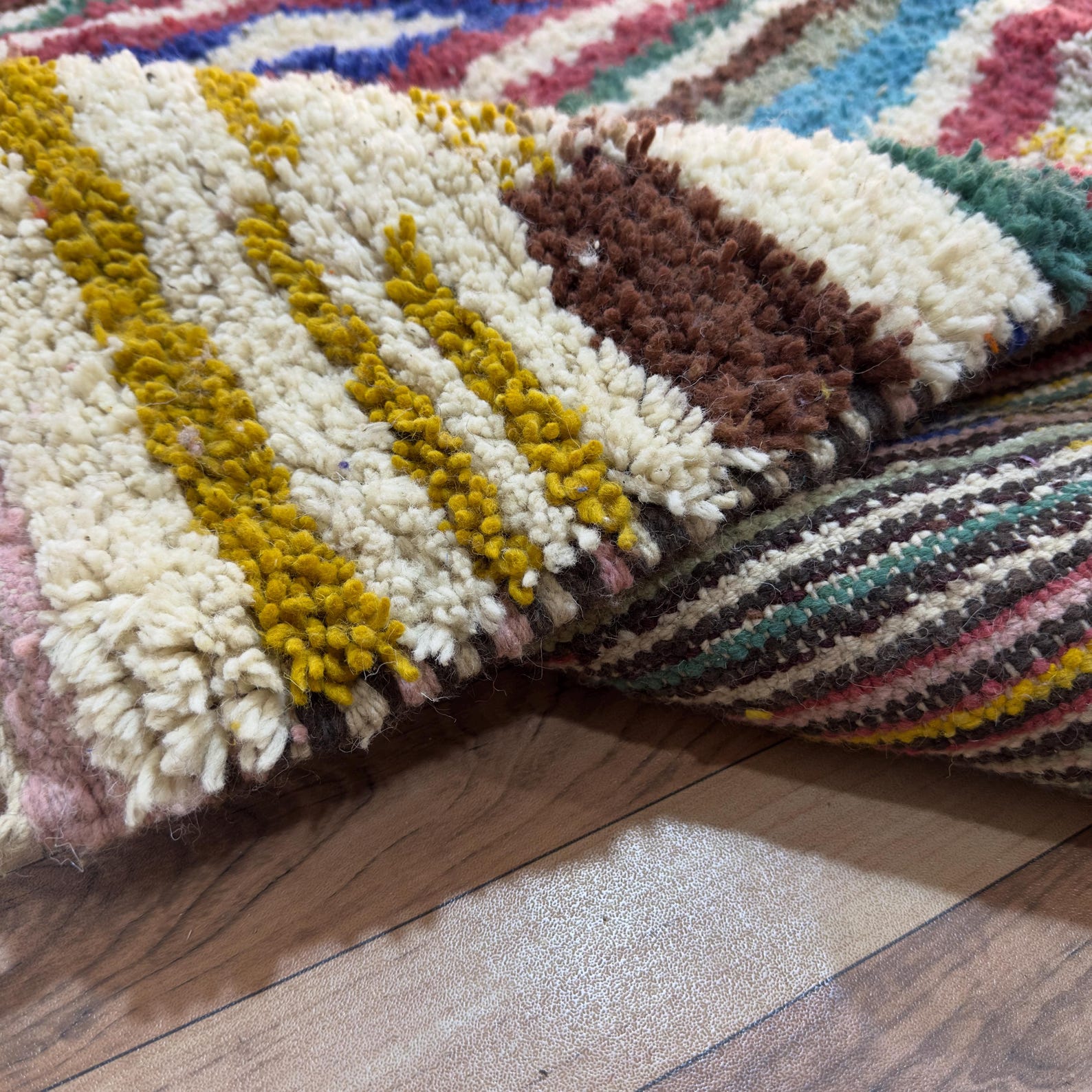 Colorful Custom Handwoven Amazigh Berber Boujaad Wool Area Rug