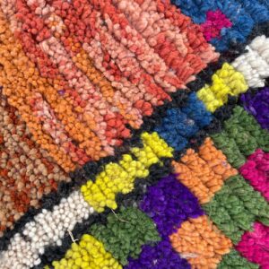 Amazigh Berber Handmade Beni Ourain Pink Cream Geometric Wool Rug