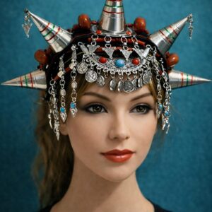Amazigh Berber Isni Tounza Traditional Silver Headband Headdress