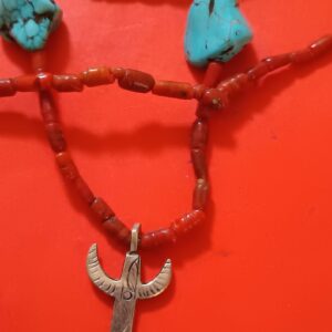 Amazigh Berber Handmade Necklace with Metal Pendant and Beads