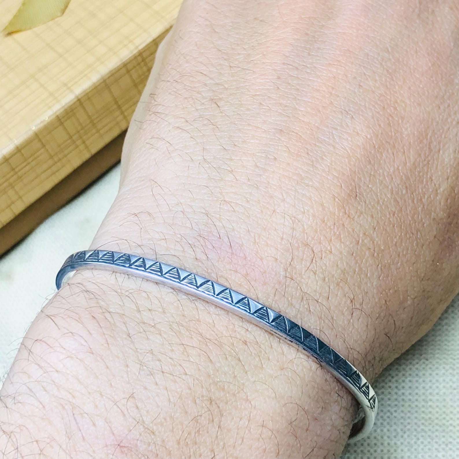 Amazigh Berber Gravé 925 Silver Open Cuff Bracelet