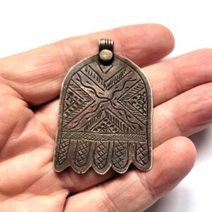 Antique Amazigh Berber Hamsa Khamssa Silver Necklace with Tifinagh Style