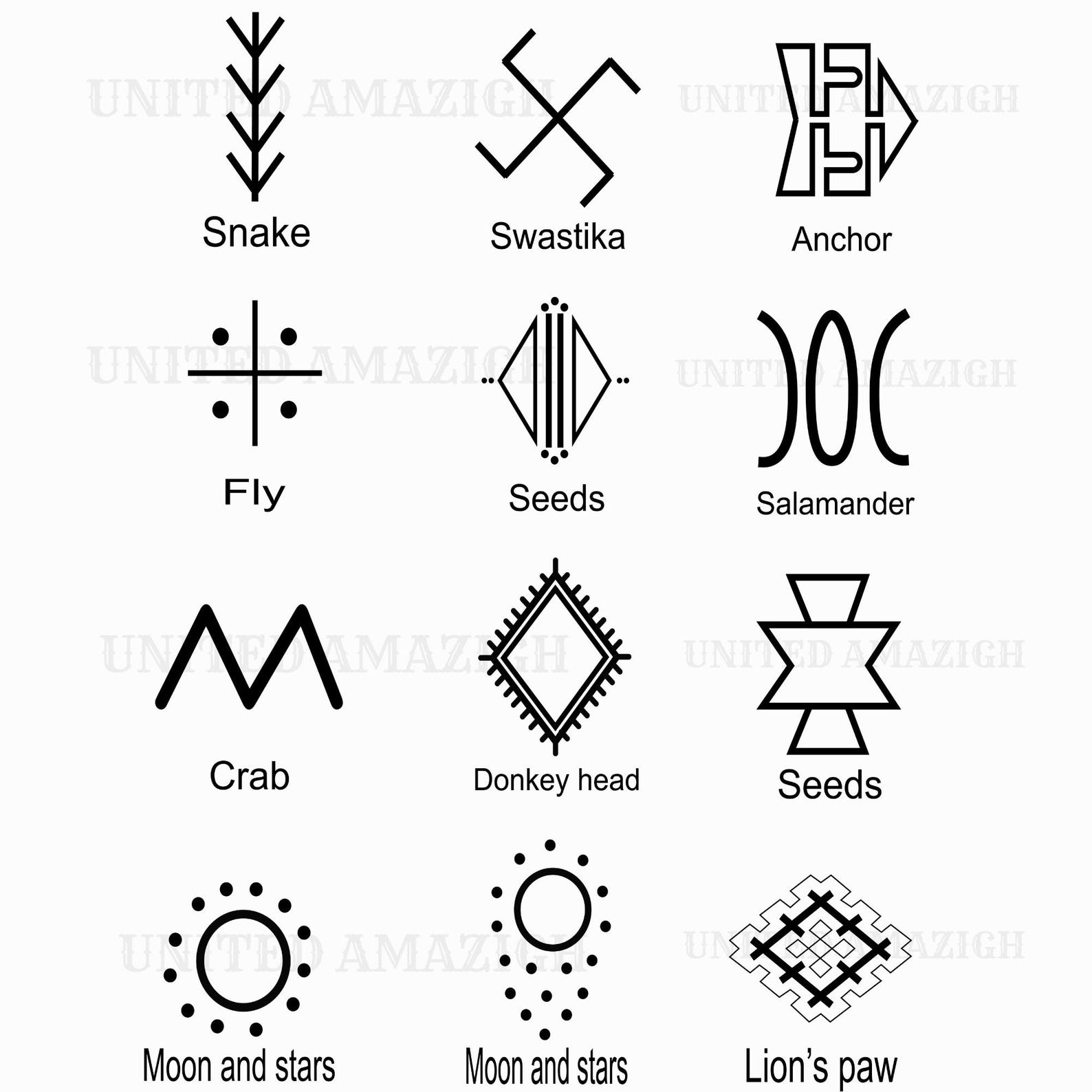 Berber Amazigh Kabyle Tattoo Symbols Digital Download Designs