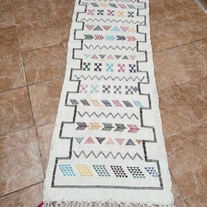 Amazigh Berber Handwoven Runner Rug with Colorful Patterns