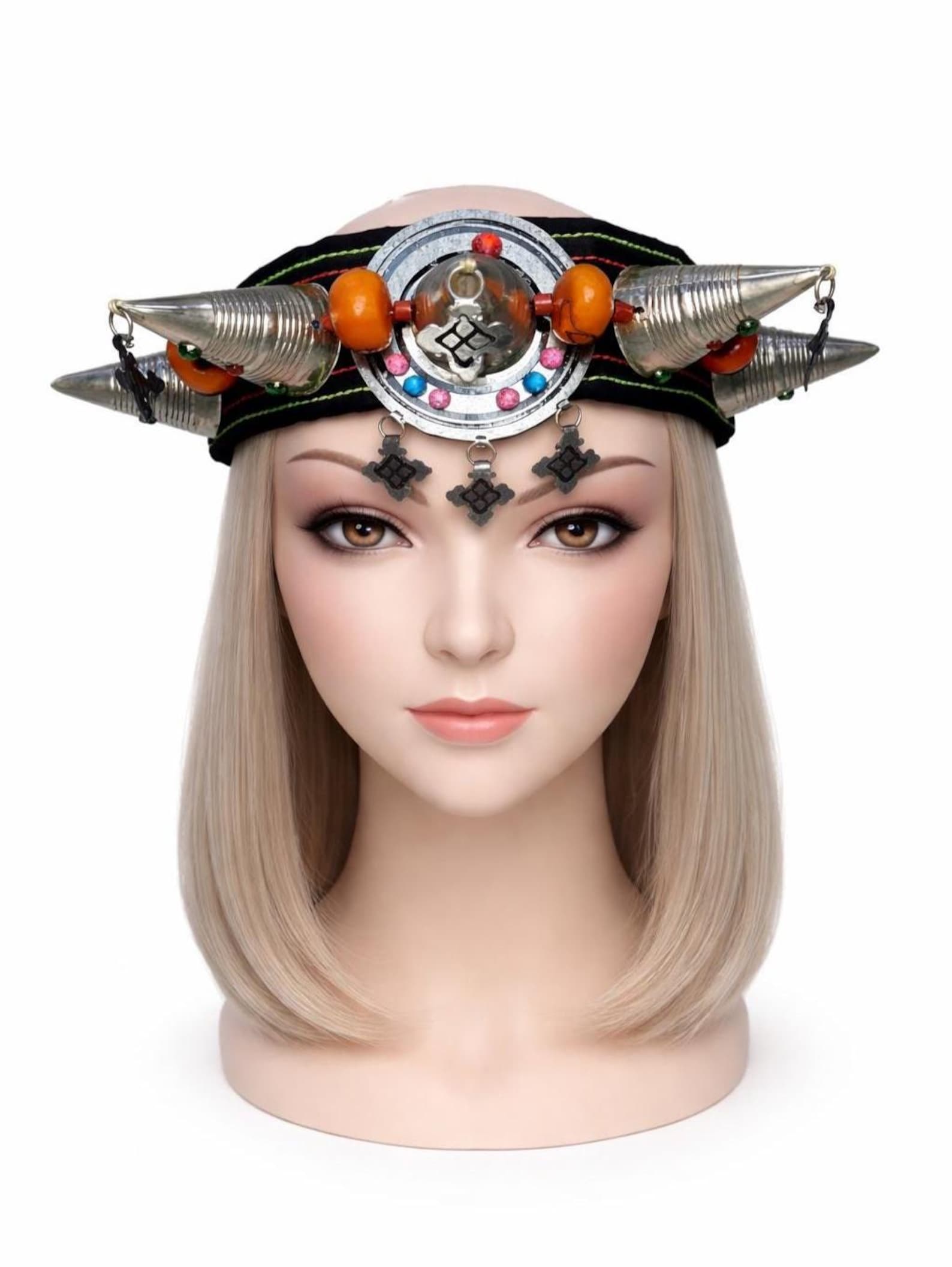 Amazigh Berber Asni Traditional Headband with Handmade Jewelry Design