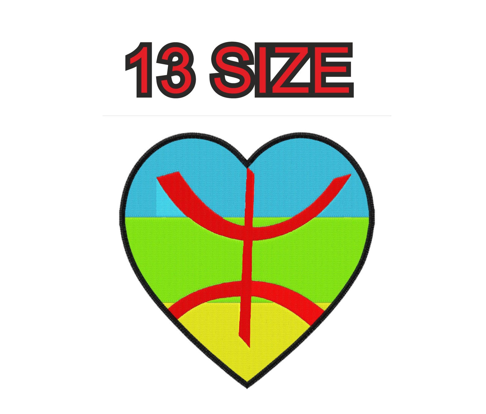 Amazigh Berber Embroidery Flag Heart Multiple Size Digital Download
