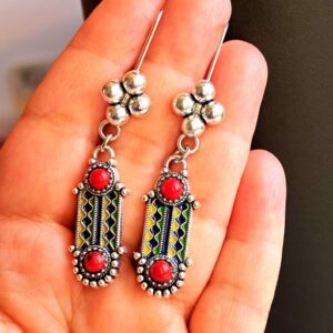 Amazigh Berber Kabyle Earrings Silver Tone Cultural Jewelry Design