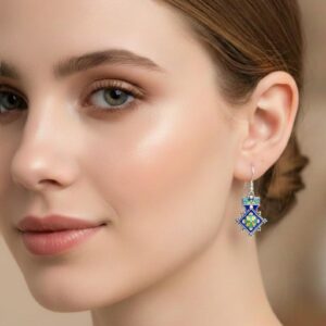 Amazigh Berber Enamel Floral Earrings with Traditional Jewelry Design