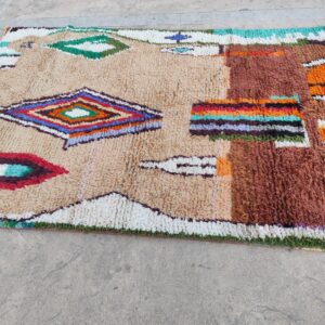 Amazigh Berber Handmade Wool Geometric Rug Colorful Boho Carpet