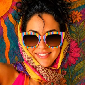 Amazigh IZURAG N TUDERT Rainbow Striped Hand Painted Sunglasses Frames