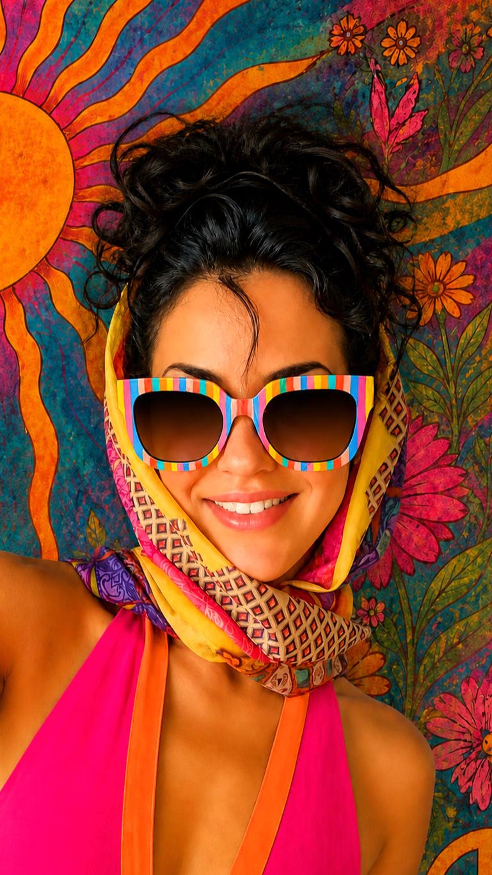 Amazigh IZURAG N TUDERT Rainbow Striped Hand Painted Sunglasses Frames