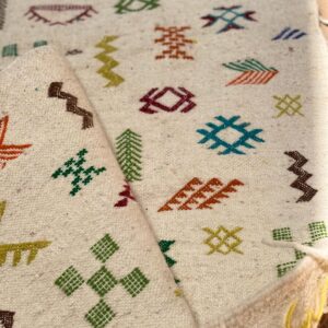 Amazigh Berber Tifinagh Symbols Wool Kilim Runner Rug