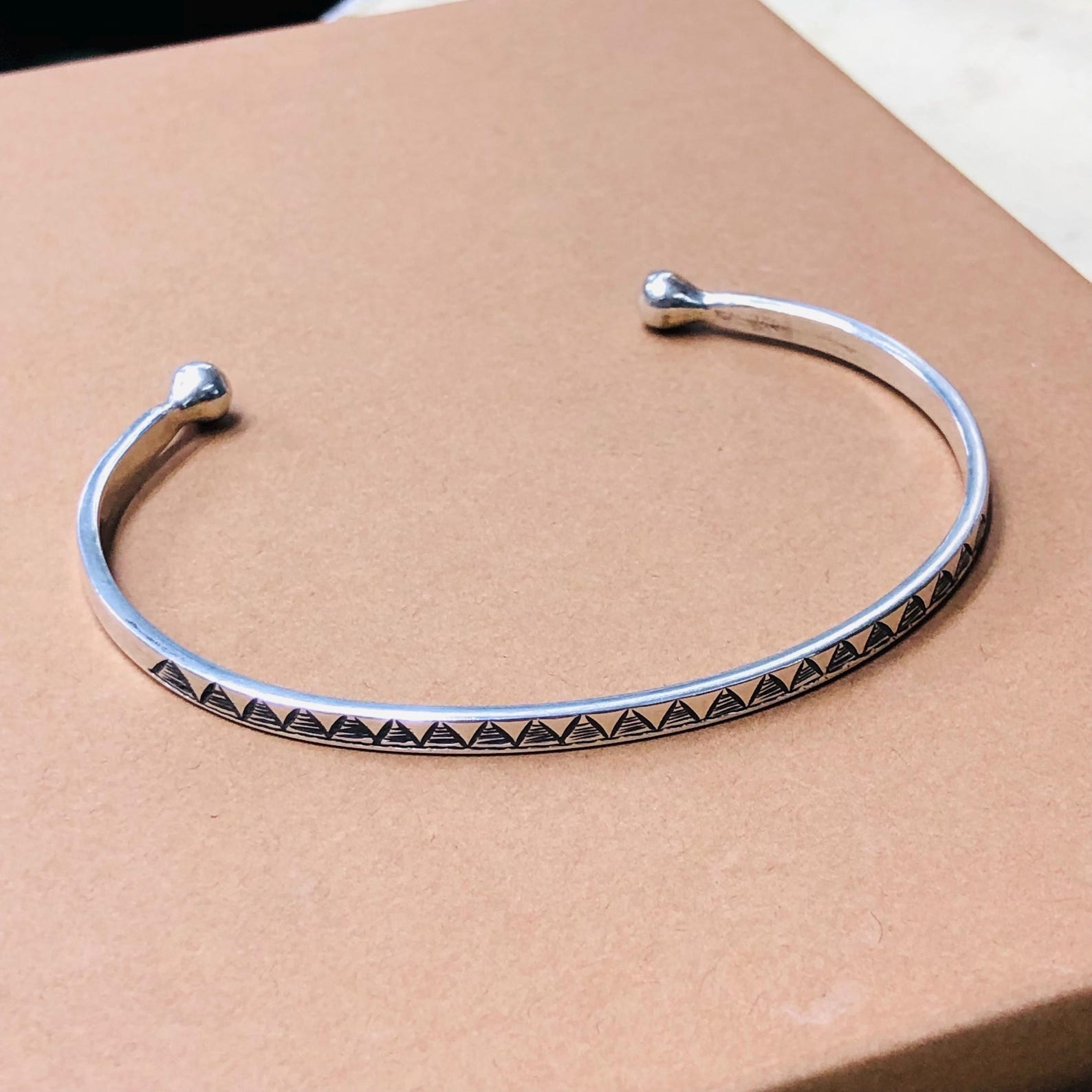 Amazigh Berber Gravé 925 Silver Open Cuff Bracelet
