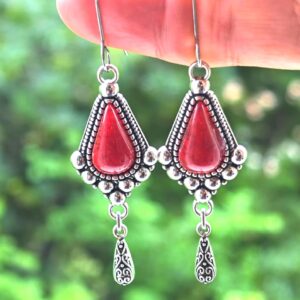 Amazigh Kabyle Berber Traditional Ethnic Earrings with Coral Details