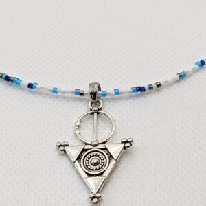 Amazigh Berber Tizerzit Necklace with Fibule Pendant and Beads