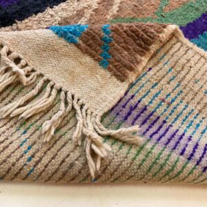 Hand-Knotted Azilal Berber Wool Rug with Tribal Symbol Sampler