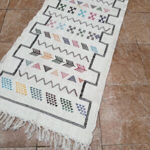 Amazigh Berber Handwoven Runner Rug with Colorful Patterns