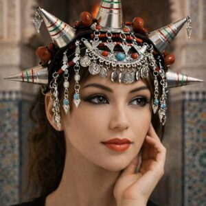 Amazigh Berber Isni Tounza Traditional Silver Headband Headdress