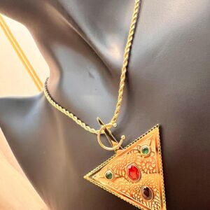 Amazigh Berber Timizghin Triangle Motif Gold Pendant Necklace