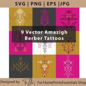 Amazigh Berber Symbol SVG Bundle for Tattoo Designs