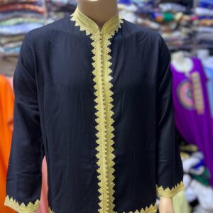 Amazigh Men's Cotton Tunic with Handmade Ethnic Trim