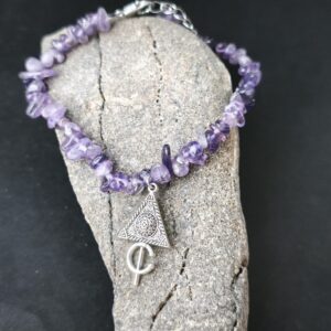Amazigh Kabyle Berber Fibule Bracelet with Natural Stone Charms