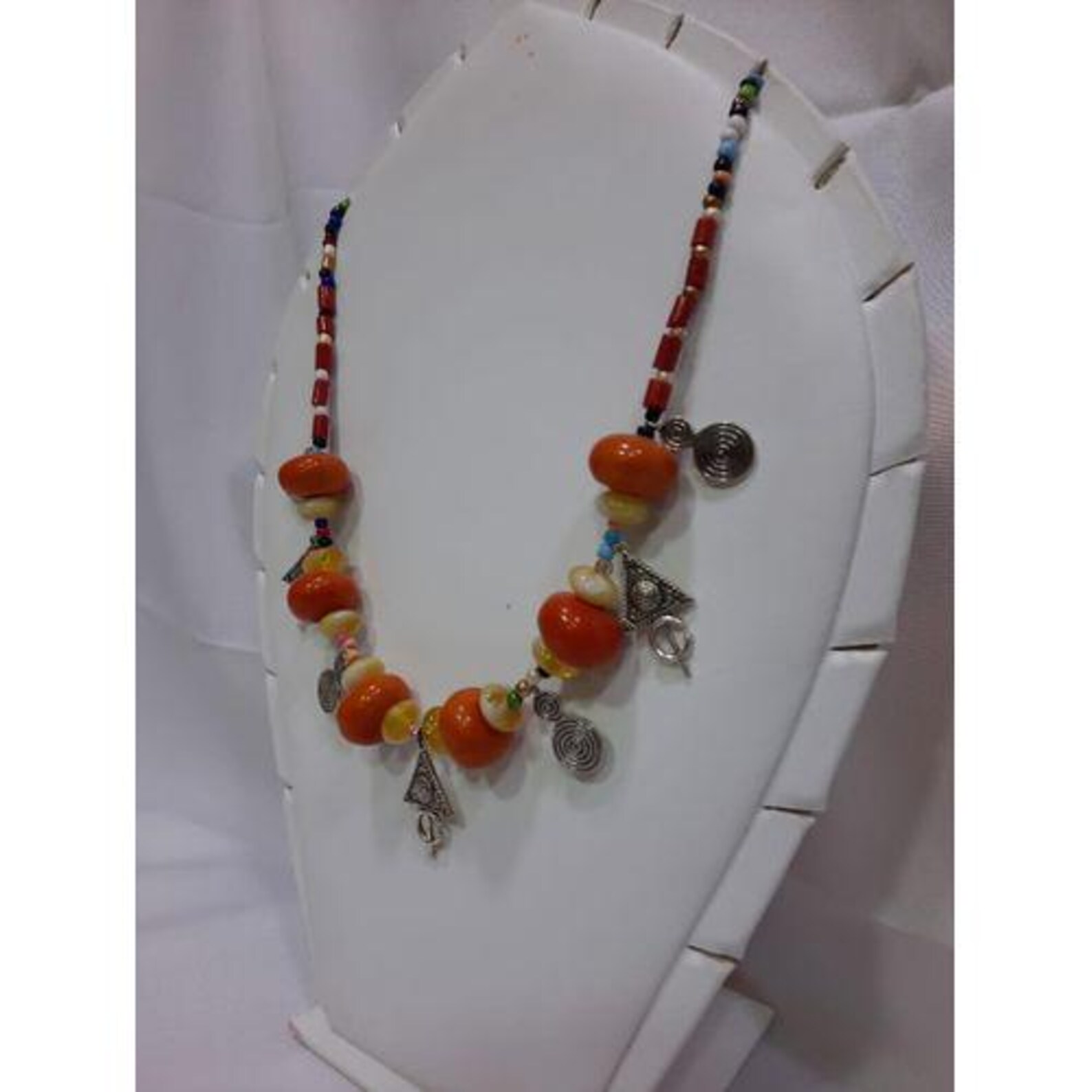 Berber Amazigh Tazarzit Necklace with Mini High Quality Faux Amber Silver Plated