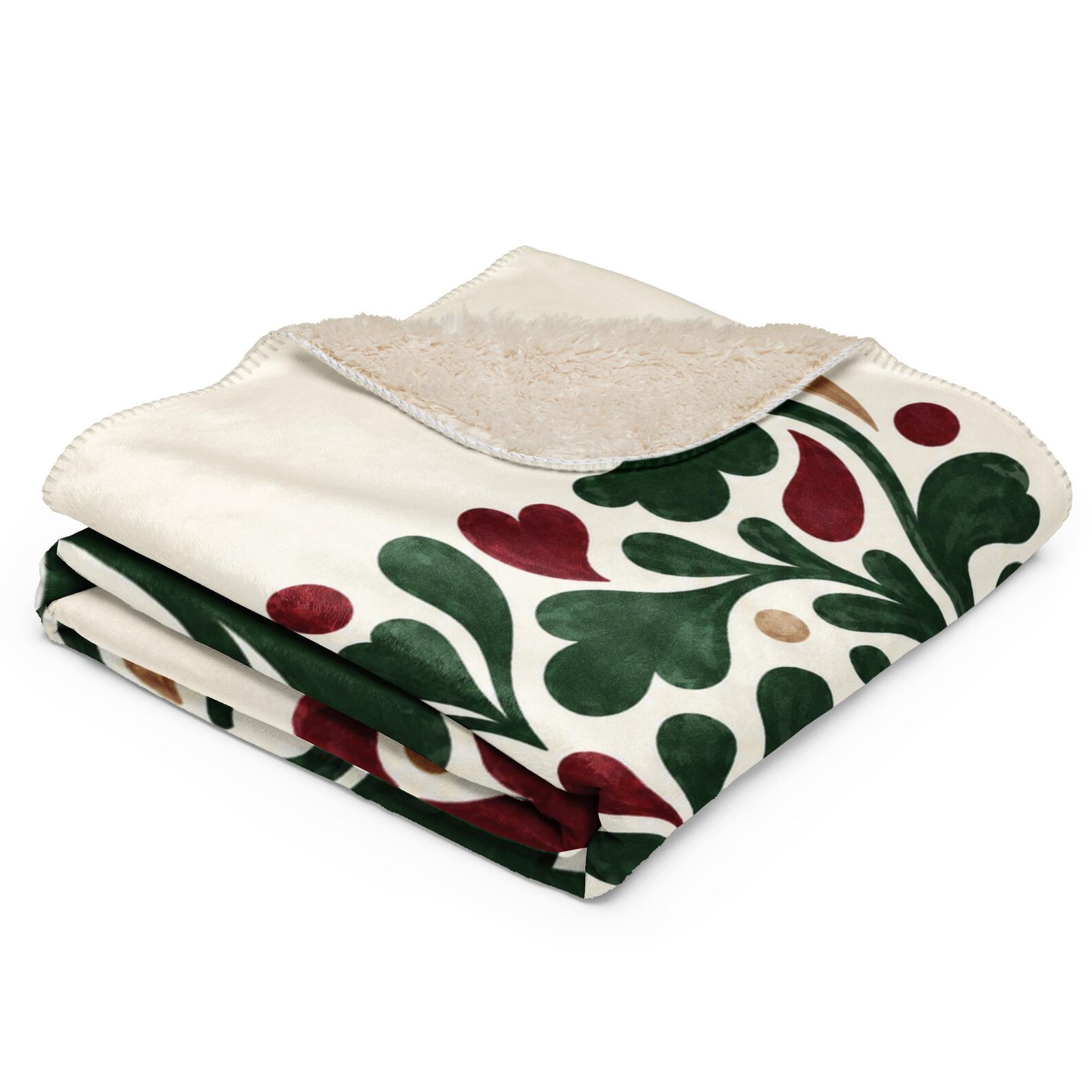 Amazigh Berber Botanical Sherpa Folk Art Blanket Throw