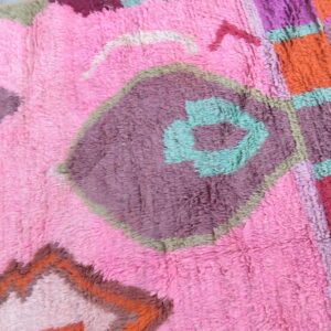 Colorful Berber Azilal Wool Rug with Geometric Handmade Design