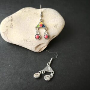 Amazigh Kabyle Berbères Traditional Dangling Earrings with Colorful Details
