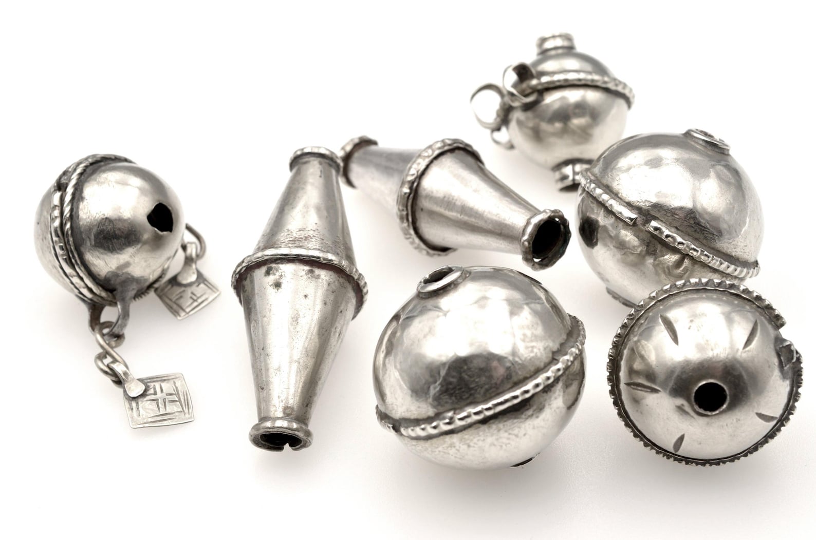 Antique Berber Amazigh Silver Beads Necklace Lot of 7