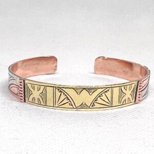 Amazigh Berber Tuareg Brass Bangle Bracelet with Symbolic Design