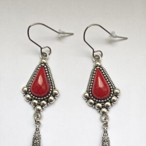 Amazigh Kabyle Berber Traditional Ethnic Earrings with Coral Details