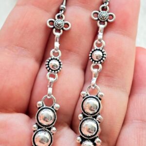 Amazigh Kabyle Berber Earrings with Silver Tone Cultural Design