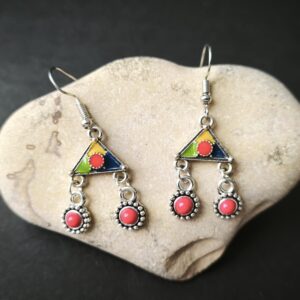 Amazigh Kabyle Berbères Traditional Dangling Earrings with Colorful Details