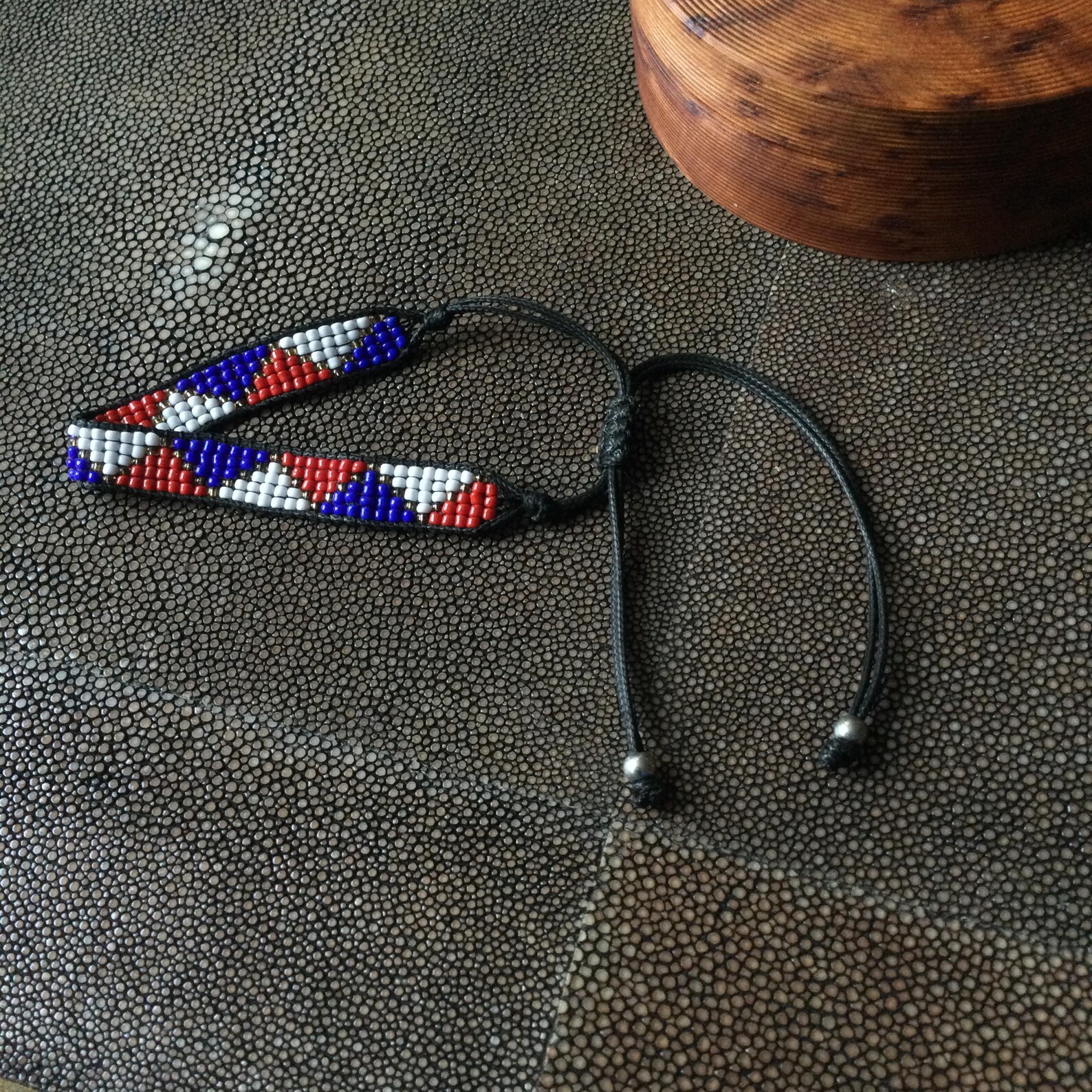Berber Amazigh Handmade Glass Beaded Bracelet With Geometric Design
