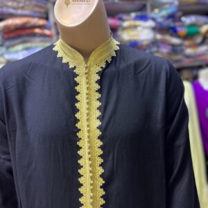 Amazigh Men's Cotton Tunic with Handmade Ethnic Trim