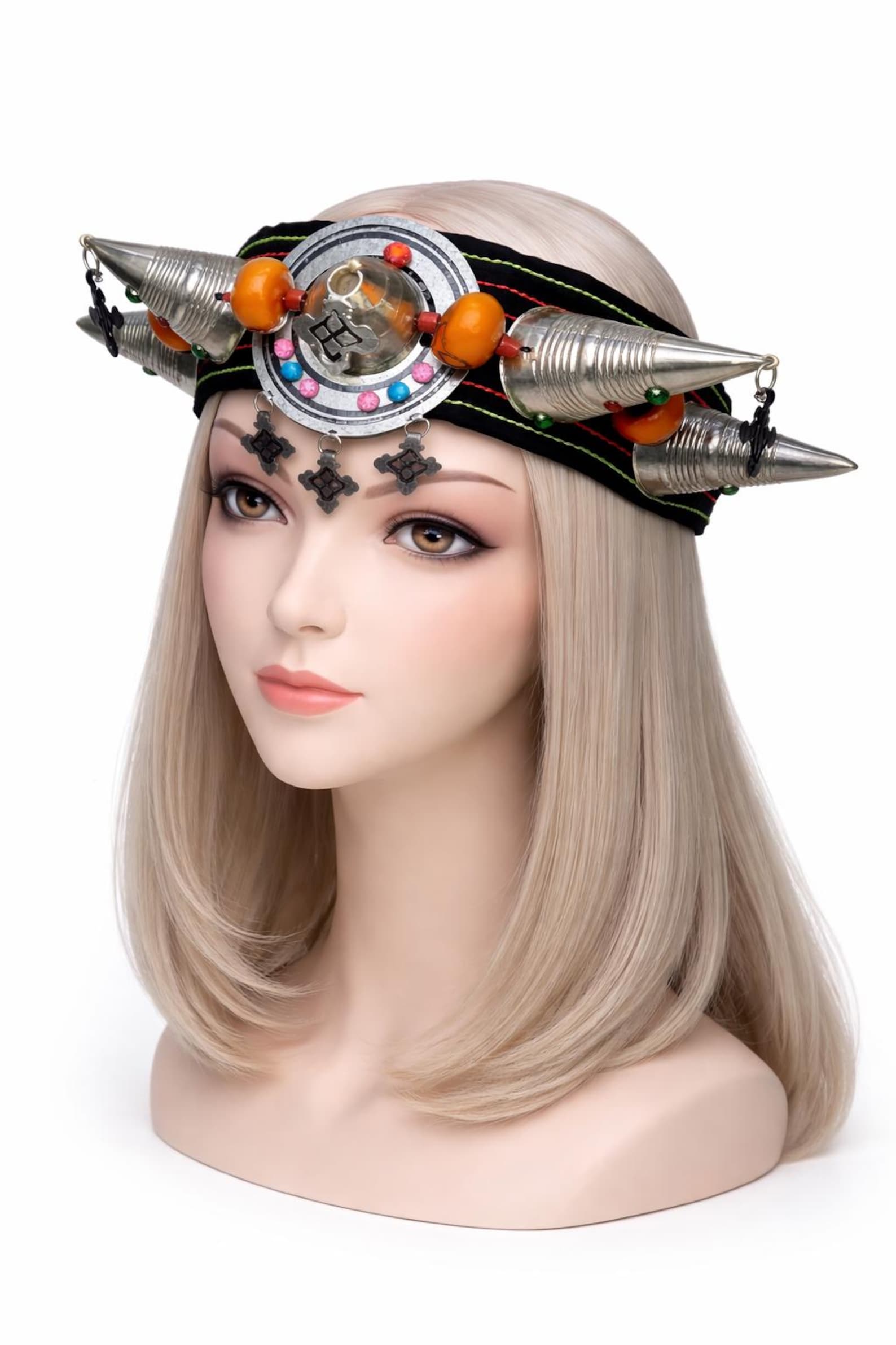 Amazigh Berber Asni Traditional Headband with Handmade Jewelry Design