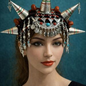 Amazigh Berber Isni Tounza Traditional Silver Headband Headdress