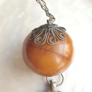 Berber Amazigh Maroc Atlas Fibule Vintage Copal Pendant Necklace