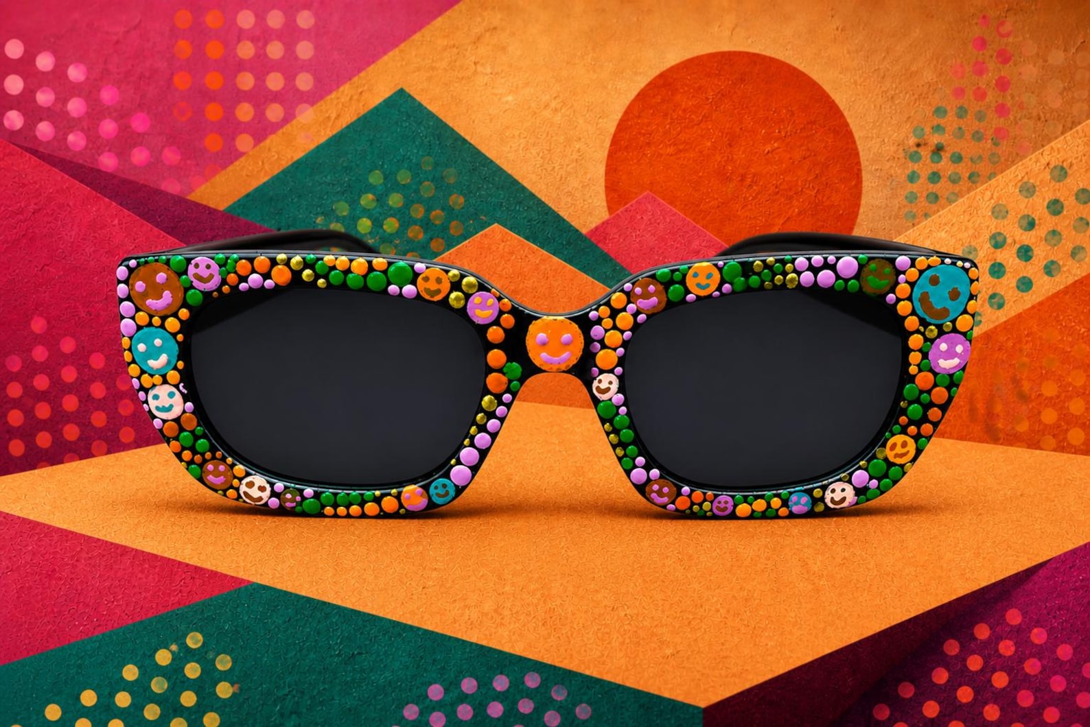 Amazigh TISIT Mirror Hand Painted Sunglasses Festival Wear