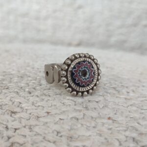 Antique Amazigh Berber Chevron Bead Silver Ring Size 7