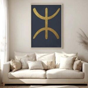 Golden Amazigh Yaz Berber Symbol Print Navy Digital Download