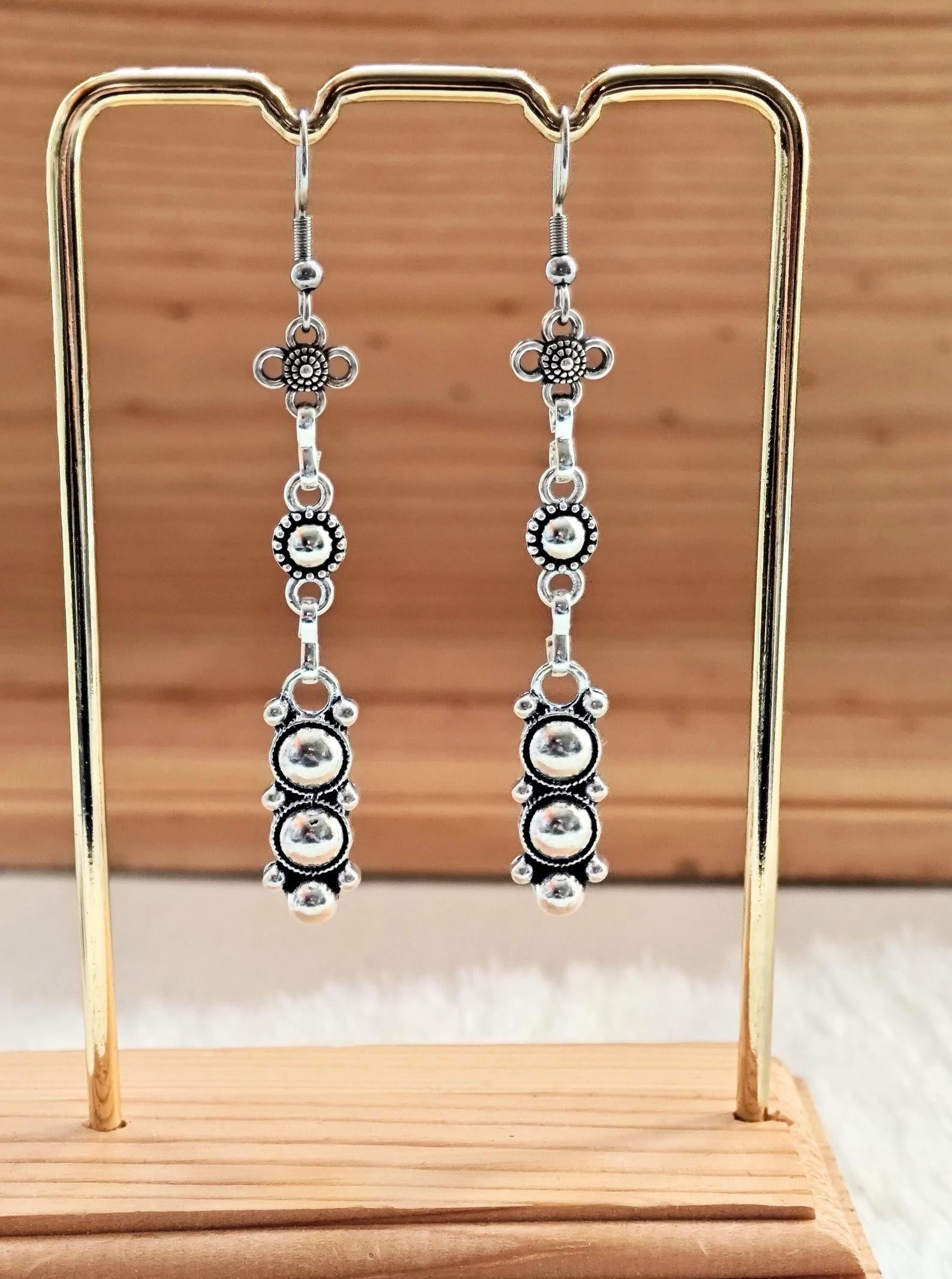 Amazigh Kabyle Berber Earrings with Silver Tone Cultural Design
